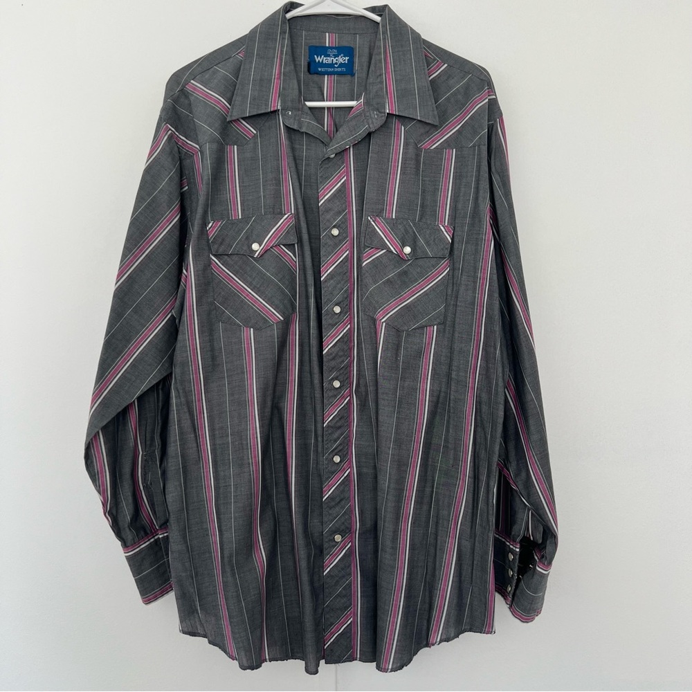Mens Wrangler Pearl Snap Button Up Shirt XL